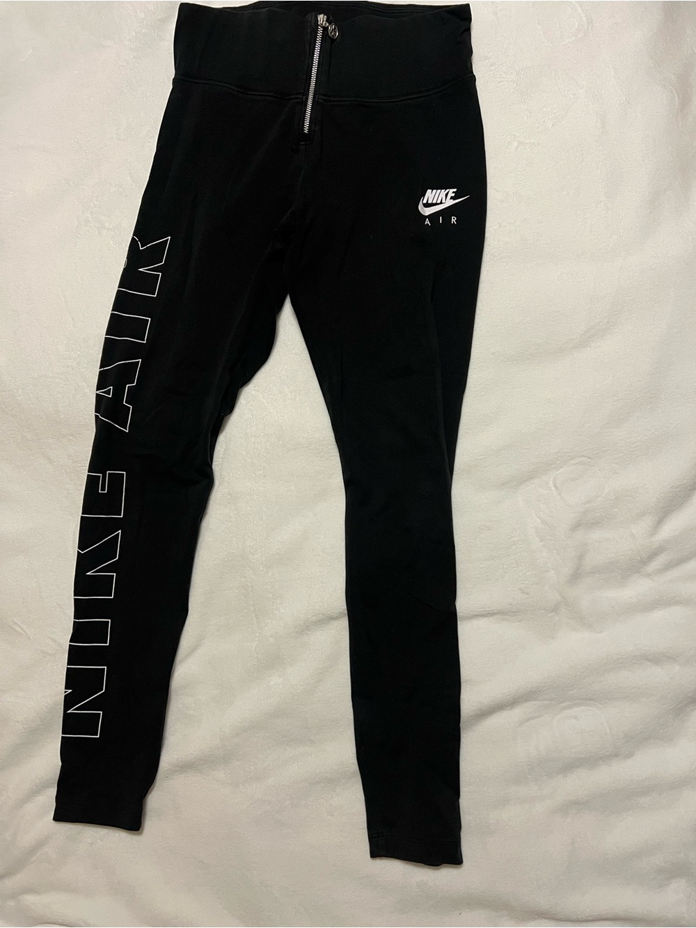 Womens Black Nike Air Athletic Wear Leggings W/ Zip Up Detail Size Medium